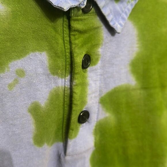 Flipper's Roller Boogie Palace Mens Blue Green Cotton Tie Dye‎ Polo Shirt Medium - Picture 3 of 7